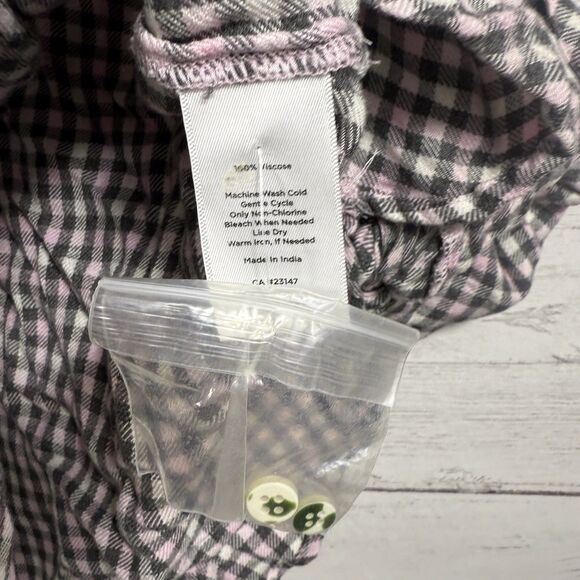 Talbots Womens Size Medium Pink Gray Viscose Plaid Casual Button Down Flannel - Picture 5 of 6